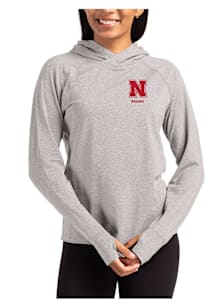Cutter and Buck Nebraska Cornhuskers Womens Grey Alumni Adapt Knit Hood Hooded Sweatshirt