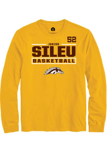 Junior Sileu Mens Gold Western Michigan Broncos NIL Stacked Box Long Sleeve Player T Shirt