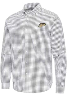 Mens Purdue Boilermakers Ash Antigua Ellis Long Sleeve Dress Shirt
