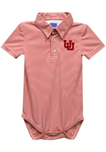 Vive La Fete Utah Utes Baby Red Pencil Stripe Short Sleeve One Piece Polo