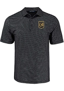 Cutter and Buck Los Angeles FC Mens Black Pike Shadow Check Short Sleeve Polo