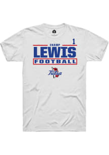 Champ Lewis Rally Mens White Tulsa Golden Hurricane NIL Stacked Box Player T Shirt