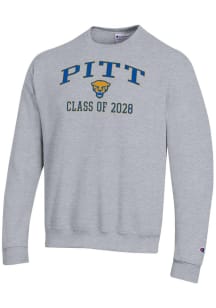 Mens Pitt Panthers Grey Champion Font Class of 2028 Powerblend Crew Sweatshirt
