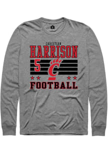 Christian Harrison Mens Grey Cincinnati Bearcats NIL Striped Long Sleeve Player T Shirt