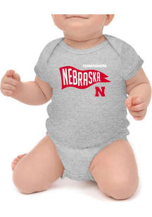 Baby Grey Nebraska Cornhuskers Knobby Retro Short Sleeve One Piece