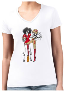 4Her San Francisco 49ers Womens White Football Girls Short Sleeve T-Shirt