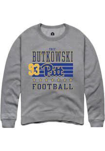 Trey Butkowski Rally Mens Grey Pitt Panthers NIL Striped Player Crew