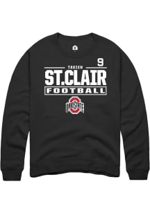 Tavien St. Clair Rally Mens Black Ohio State Buckeyes NIL Stacked Box Crew Sweatshirt
