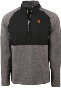 Cutter and Buck Clemson Tigers Mens Black Alumni Adapt Eco Hybrid Long Sleeve Qtr Zip Pullover