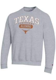 Champion Texas Longhorns Mens Grey Pill Alumni Powerblend Long Sleeve Crew Sweatshirt