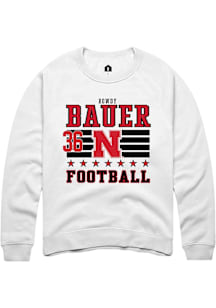 Rowdy Bauer Nebraska Cornhuskers Mens White Football NIL Striped Player Crew