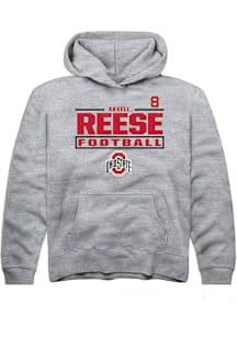 Arvell Reese Rally Ohio State Buckeyes Youth NIL Stacked Box Long Sleeve Player Hoodie Grey