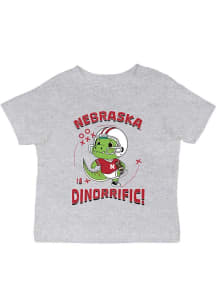 Infant Nebraska Cornhuskers Grey Vive La Fete Dino-Riffic Short Sleeve T-Shirt