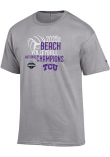 Champion TCU Horned Frogs Grey 2025 Womens Beach Volleyball National Champions Jersey Short Sleeve..