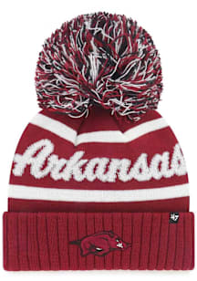 47 Arkansas Razorbacks Natural Spirited Cuff Pom Womens Knit Hat