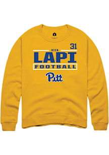 Nick Lapi Rally Mens Gold Pitt Panthers Football NIL Stacked Box Player Crew