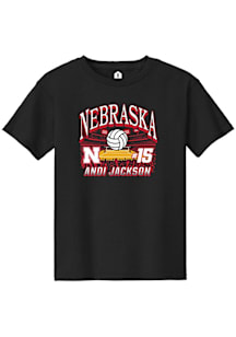 Andi Jackson  Rally Nebraska Cornhuskers Youth Black NIL Name Number Net Short Sleeve T-Shirt