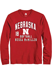 Nessa McMillen Nebraska Cornhuskers Red NIL Arch Logo Long Sleeve Player T Shirt