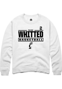 Paige Whitted Rally Mens White Cincinnati Bearcats NIL Stacked Box Player Crew