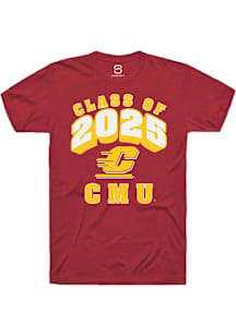 Summit Sportswear Central Michigan Chippewas Maroon Class of 2025 Short Sleeve T Shirt