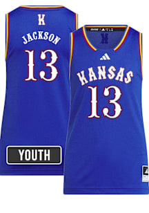 Elmarko Jackson  Adidas Kansas Jayhawks Youth NIL Name And Number Blue Basketball Jersey