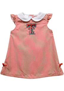 Vive La Fete Texas Tech Red Raiders Baby Girls Red Gingham Short Sleeve Dress