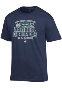Champion UConn Huskies Navy Blue 2025 National Champions Jersey Short Sleeve T Shirt