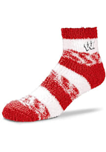 Wisconsin Badgers Pro Stripe Fuzzy Womens Quarter Socks