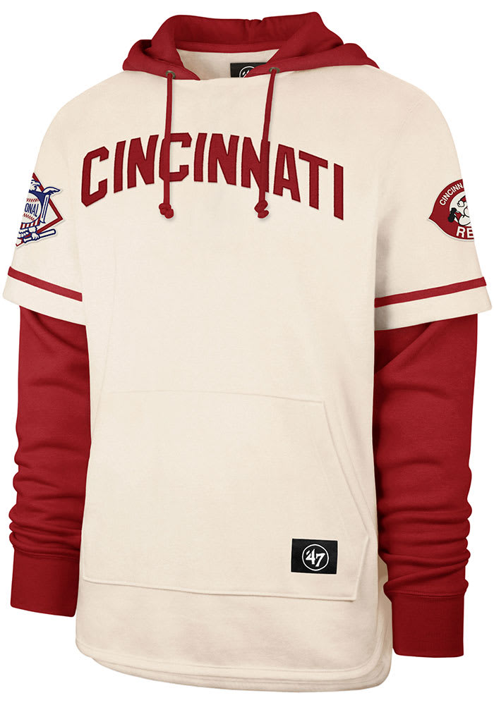 47 Cincinnati Reds Reds Ivory Trifecta Shortstop Long Sleeve Fashion Hood