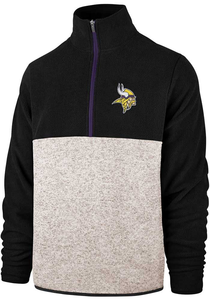 47 Minnesota Vikings Mens Black KODIAK Long Sleeve 1/4 Zip Fashion Pullover