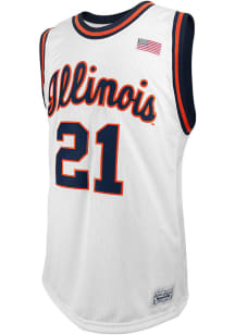 Mens Illinois Fighting Illini White Original Retro Brand College Classic Name and Number Basketb..