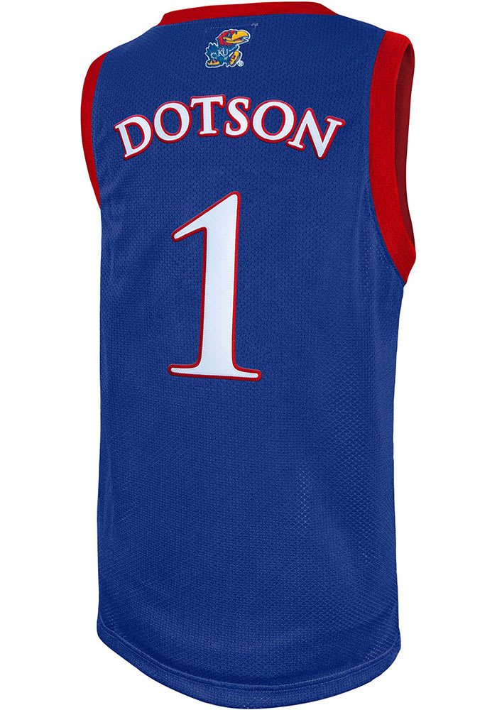 Devon Dotson Original Retro Brand Kansas Jayhawks Blue College Classic Name and Number Jersey