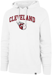 47 Cleveland Guardians Mens White ARCH GAME HEADLINE Long Sleeve Hoodie