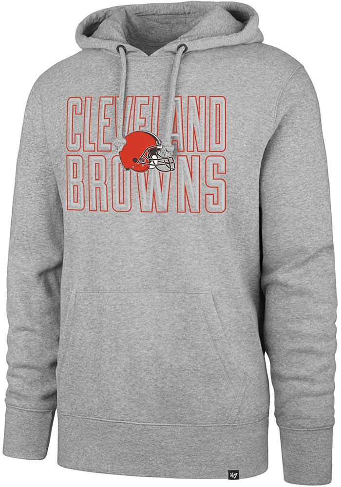 47 Cleveland Browns Mens Grey Throwback Headline Long Sleeve Hoodie