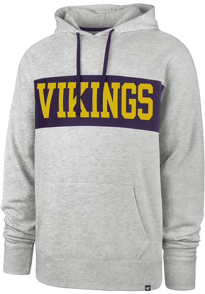 47 Minnesota Vikings Mens Grey Chest Pass Long Sleeve Hoodie