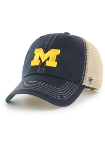 47 Navy Blue Michigan Wolverines Trawler Clean Up Adjustable Hat