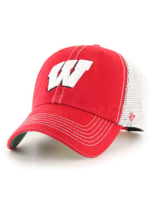 47 Red Wisconsin Badgers Trawler Clean Up Adjustable Hat