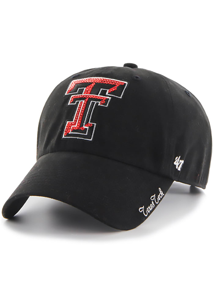 47 Texas Tech Red Raiders Black Sparkle Clean Up Womens Adjustable Hat