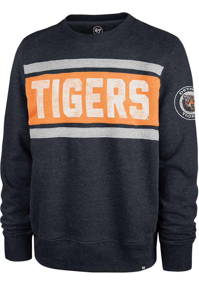47 Detroit Tigers Mens Navy Blue Tribeca Crew Long Sleeve Fashion Sweatshirt
