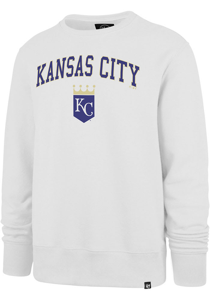 47 Kansas City Royals Mens White ARCH GAME HEADLINE Long Sleeve Crew Sweatshirt