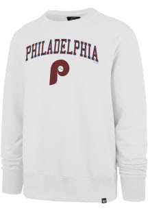 47 Philadelphia Phillies Mens White ARCH GAME HEADLINE Long Sleeve Crew Sweatshirt