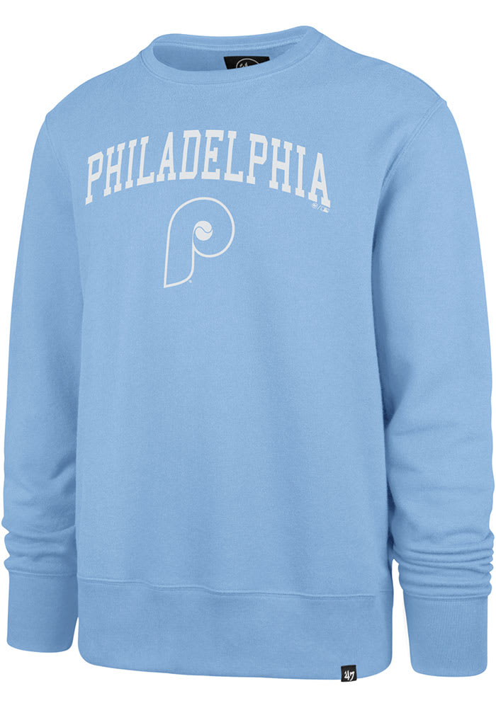 47 Philadelphia Phillies Mens Light Blue ARCH GAME HEADLINE Long Sleeve Crew Sweatshirt