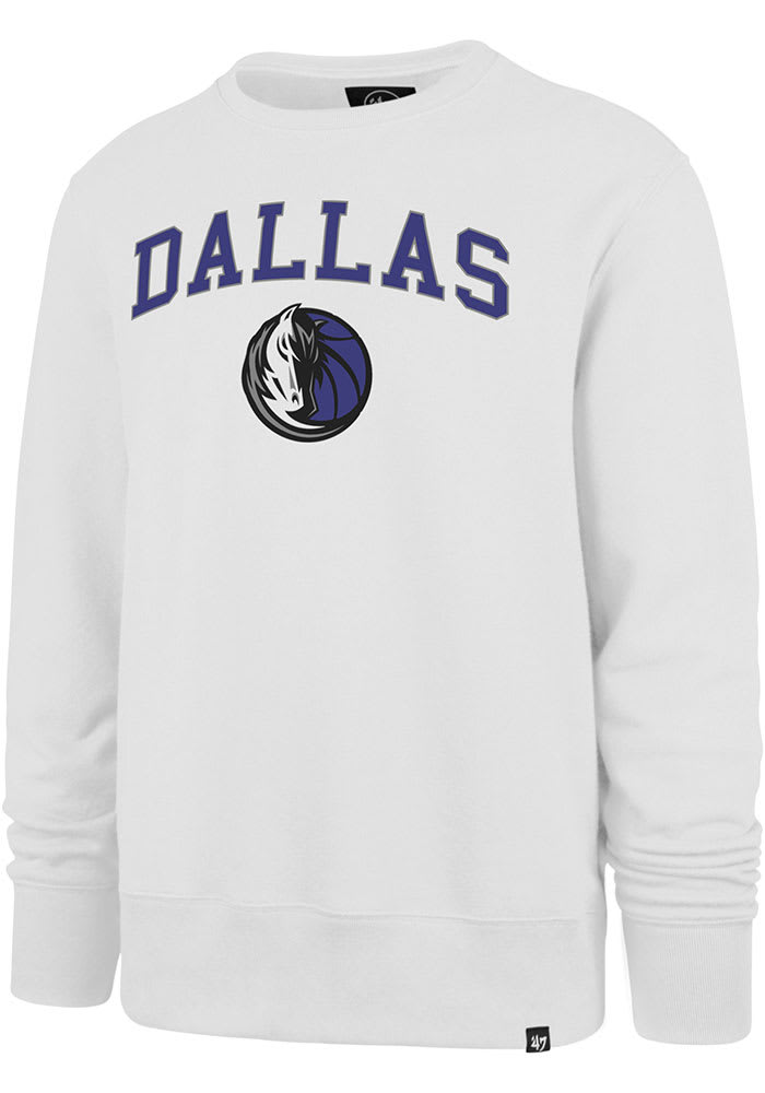 47 Dallas Mavericks Mens White ARCH GAME HEADLINE Long Sleeve Crew Sweatshirt