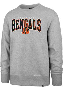 47 Cincinnati Bengals Mens Grey Varsity Block Headline Long Sleeve Crew Sweatshirt