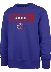 47 Chicago Cubs Mens Blue Overlay Headline Long Sleeve Crew Sweatshirt