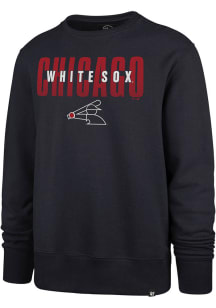 47 Chicago White Sox Mens Navy Blue Overlay Headline Long Sleeve Crew Sweatshirt
