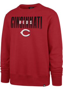 47 Cincinnati Reds Mens Red Overlay Headline Long Sleeve Crew Sweatshirt