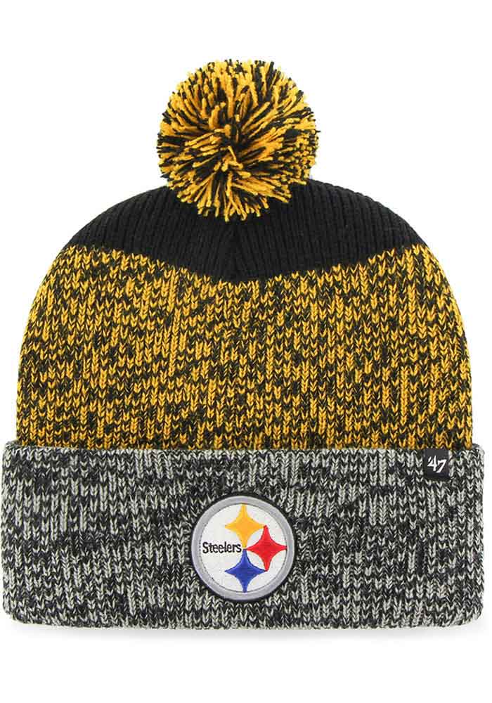 47 Pittsburgh Steelers Black Static Cuff Mens Knit Hat