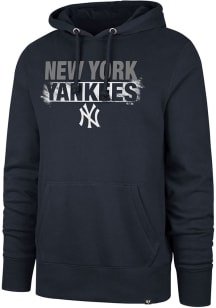 47 New York Yankees Mens Navy Blue Base Slide Headline Long Sleeve Hoodie