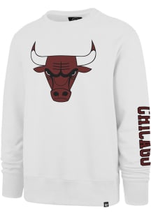 47 Chicago Bulls Mens White City Edition Two Peat Headline Long Sleeve Crew Sweatshirt